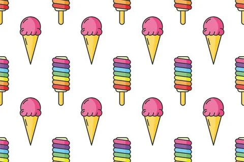 Ice cream seamless pattern background template Stock Illustration