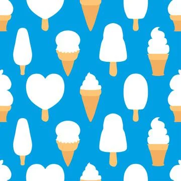 Ice cream seamless pattern blue repeat for any use vector illustration. Stock Illustration