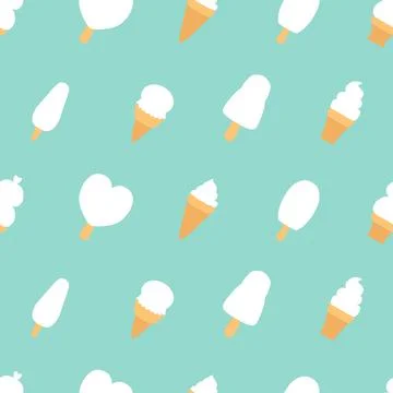 Ice cream seamless pattern blue repeat for any use vector illustration. Stock Illustration