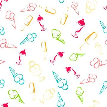 Ice cream seamless pattern. Cartoon Vector background. Stock Illustration