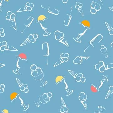 Ice cream seamless pattern. Cartoon Vector background. Stock Illustration