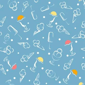 Ice cream seamless pattern. Cartoon Vector background. Stock Illustration