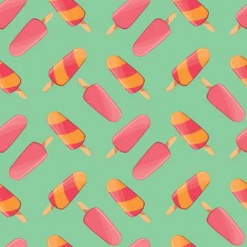 Ice cream seamless pattern, colorful summer background, delicious sweet treats Illustrazione stock