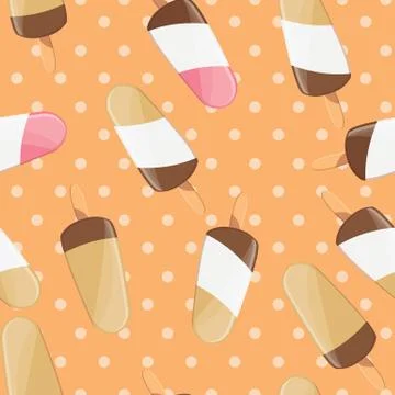 Ice cream seamless pattern, colorful summer background, delicious sweet treats Stock Illustration