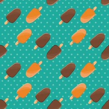 Ice cream seamless pattern, colorful summer background, delicious sweet treats Stock Illustration