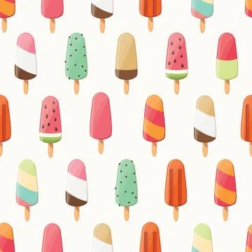 Ice cream seamless pattern, colorful summer background, delicious sweet treat Stock Illustration