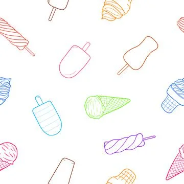 Ice cream seamless pattern. Design sketch element for menu cafe, bistro, rest Illustrazione stock