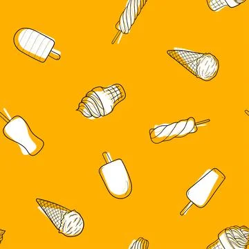 Ice cream seamless pattern. Design sketch element for menu cafe, bistro, rest Illustrazione stock