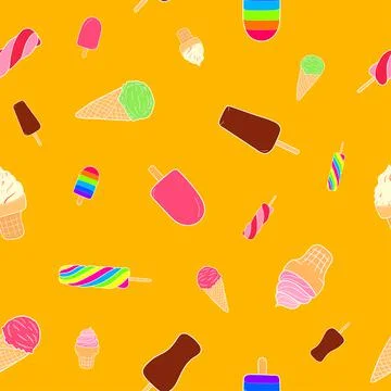 Ice cream seamless pattern. Design sketch element for menu cafe, bistro, rest Illustrazione stock