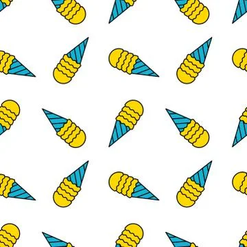 Ice cream seamless pattern doodle texture with sweet dessert background black Stock Illustration