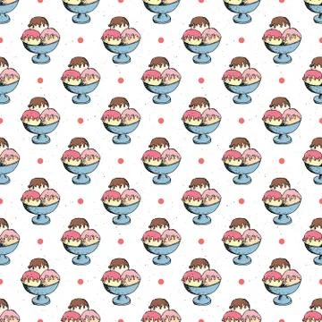 Ice cream seamless pattern hand drawn sketch, background, typography design v Illustrazione stock