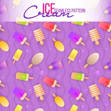 Ice cream seamless pattern. Ice cream texture with sweet desserts. Stock Illustration