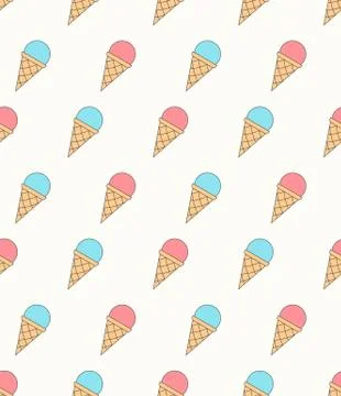Ice Cream - Seamless Pattern 스톡 일러스트