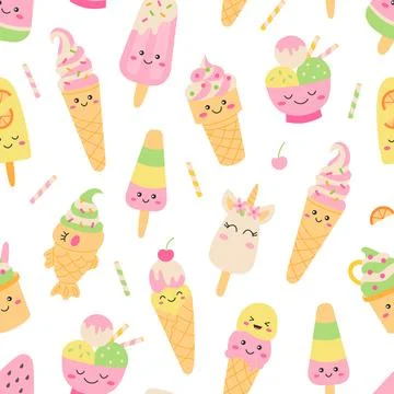 Ice cream seamless pattern Stock Illustration