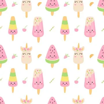 Ice cream seamless pattern Stock Illustration