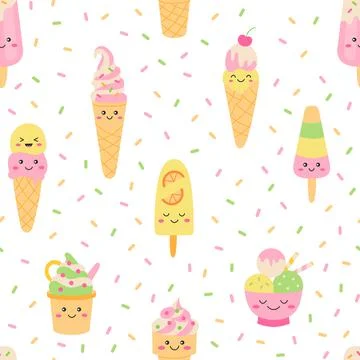 Ice cream seamless pattern Stock Illustration