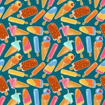 Ice cream seamless pattern Stock Illustration