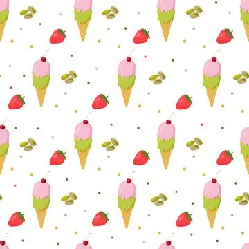 Ice cream seamless pattern Stock Illustration