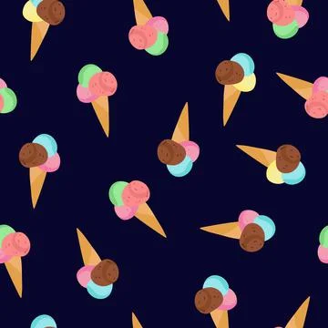 Ice cream seamless pattern. Stock Illustration