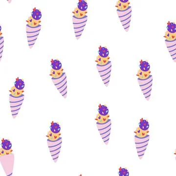 Ice cream seamless pattern. Modern background with Ice cream cone. Perfect fo Stock Illustration