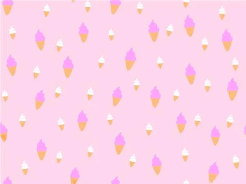 Ice cream seamless pattern, Seamless pattern with soft cream, cartoon style,  イラスト素材