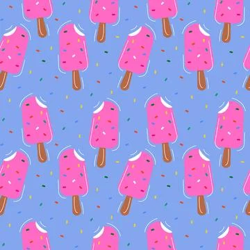 Ice cream seamless pattern for summer prints, posters, wrapping paper Stock Illustration