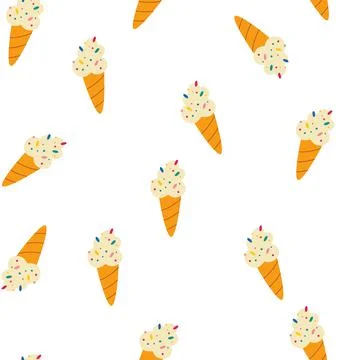 Ice cream seamless pattern. Sweet summer dessert background. Perfect for text Stock Illustration