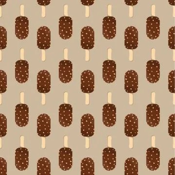 Ice cream seamless pattern vector illustration icon isolated cartoon chocolate Stock Illustration