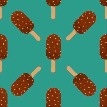 Ice cream seamless pattern vector illustration icon isolated cartoon chocolate Stock Illustration