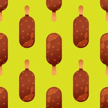 Ice cream seamless pattern vector illustration icon isolated cartoon chocolate Stock Illustration