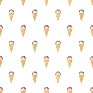 Ice-cream seamless pattern vector on isolated white background Stock Illustration