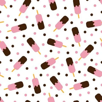 Ice cream seamless pattern. Vector illustration. Stock Illustration