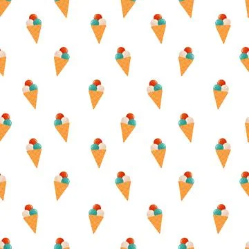 Ice cream seamless pattern. vector illustration of sweet summer treat Stock Illustration
