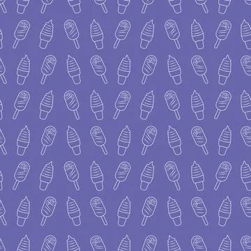 Ice cream seamless pattern with white contours Stock Illustration