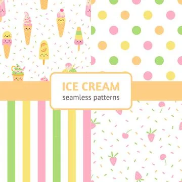 Ice cream seamless patterns Stock Illustration