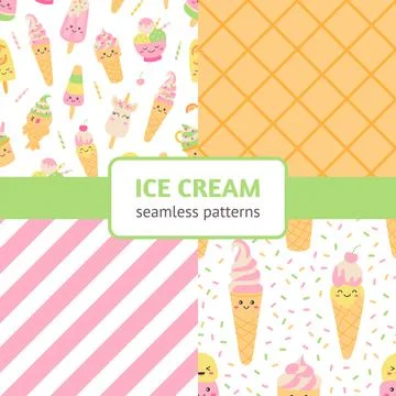 Ice cream seamless patterns Stock Illustration