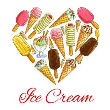 Ice cream seamless sketch pattern background 스톡 일러스트