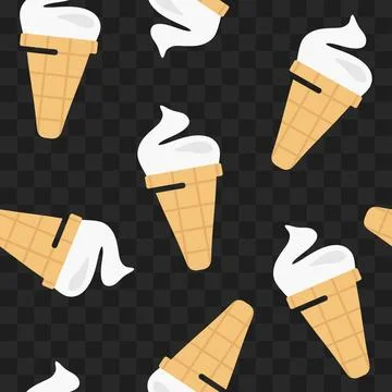 Ice cream seamless vector background. Ice cream in waffle cones pattern Stock Illustration