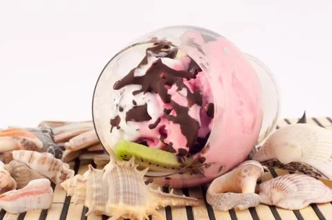 Ice cream with seashells Stock Photos