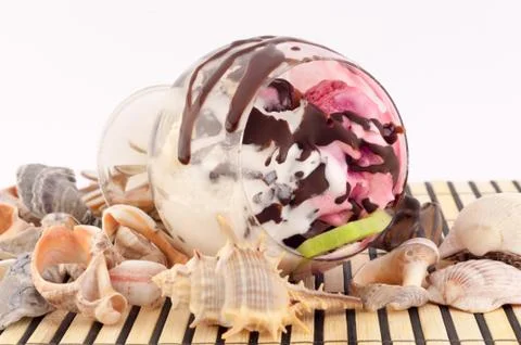 Ice cream with seashells Stock Photos