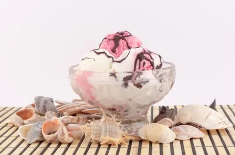 Ice cream with seashells Stock Photos