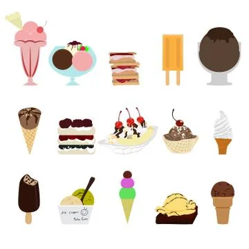 Ice cream set Stock Illustration