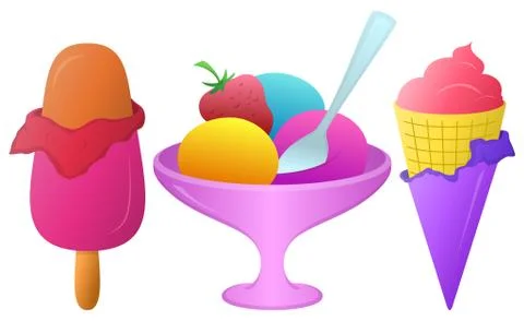 Ice cream, set Stock Illustration