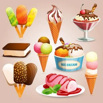 Ice cream set Stock Illustration