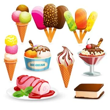 Ice cream set Stock Illustration
