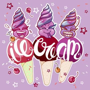 Ice cream set Stock Illustration