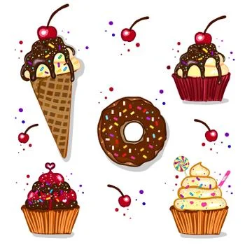 Ice cream set Stock Illustration