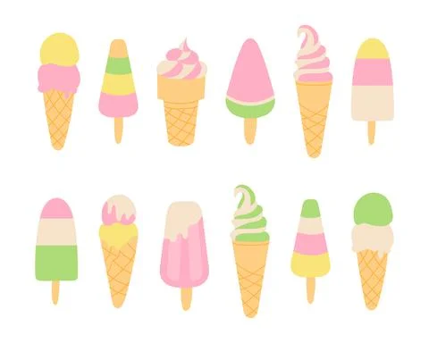 Ice cream set Stock Illustration