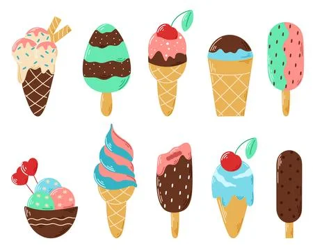 Ice cream set vector illustration Illustrazione stock