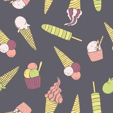 Ice cream  set. Vector  pattern. Stock Illustration